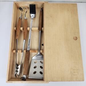 Schmidt Brothers BBQ Ash 3 Piece Grill Set, Full-Forged Stainless Steel & Case